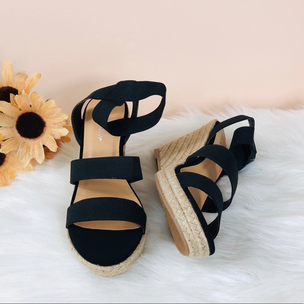 5⭐️BLACK ESPADRILLE WEDGES HEEL- Shoe - Picture 6 of 6